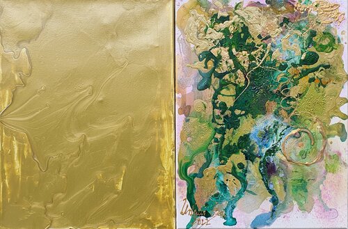 Golden moments   (Diptychon) di Ursula Gnech, Pittura in vendita su Singulart