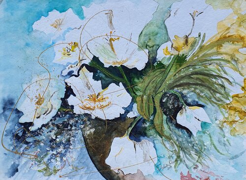 Weiße Tulpen aus Amsterdam di Ursula Gnech, Pittura in vendita su Singulart