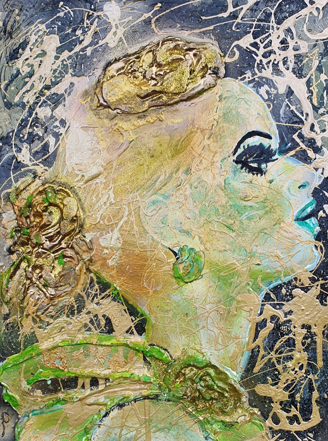 The golden surprise in the night Ursula Gnech Originalgemälde zu verkaufen