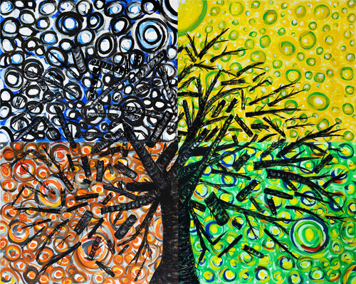 Dzogbeti the savanna tree van Anthony Agbovi, Schilderij te koop op Singulart