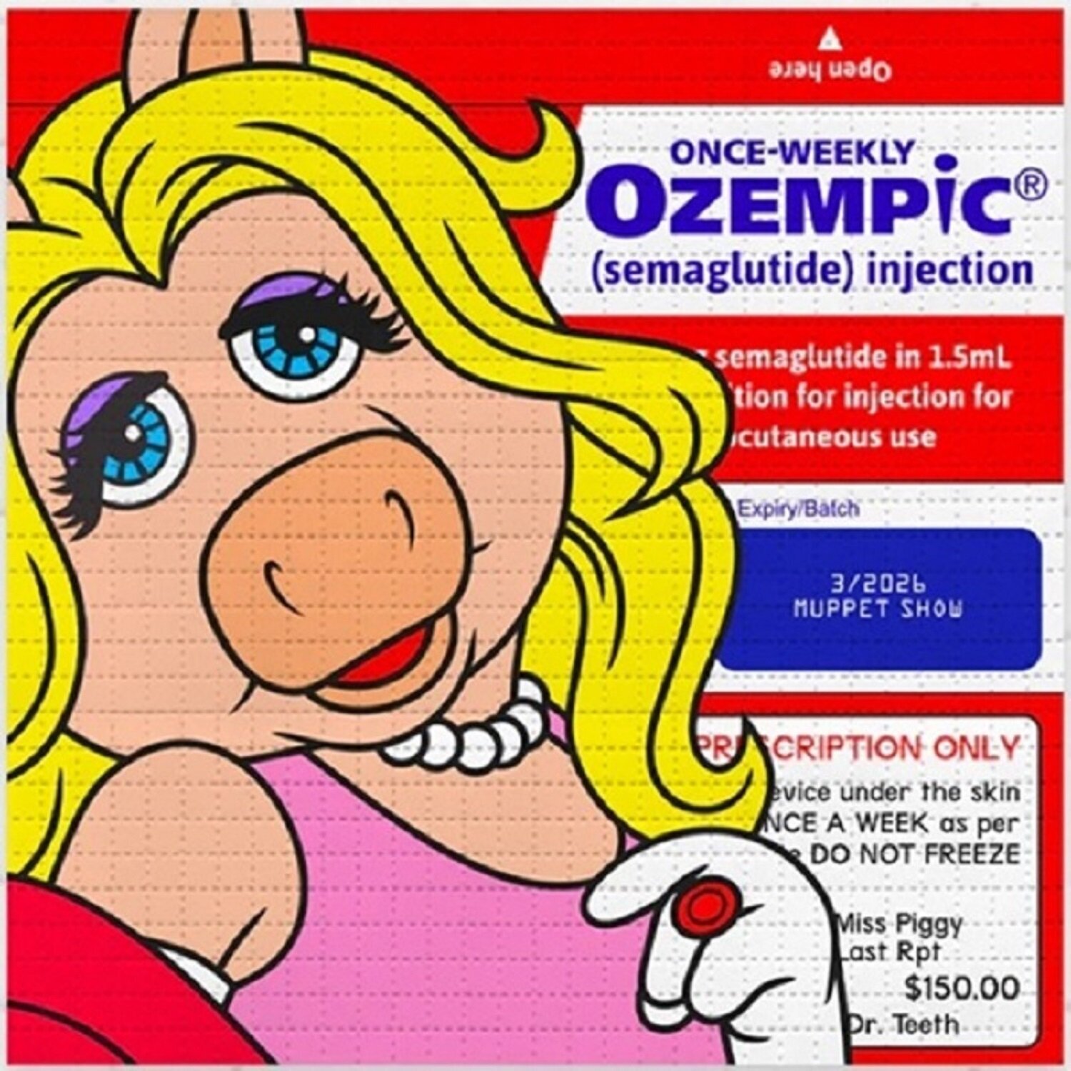Bicycle Day Weekend Trip / Miss Piggy on Ozempic Ben Frost Werk auf Papier zu verkaufen