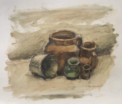 Stillleben mit zwei Krügen par Hans Müller-Gutscher, Peinture en vente sur Singulart