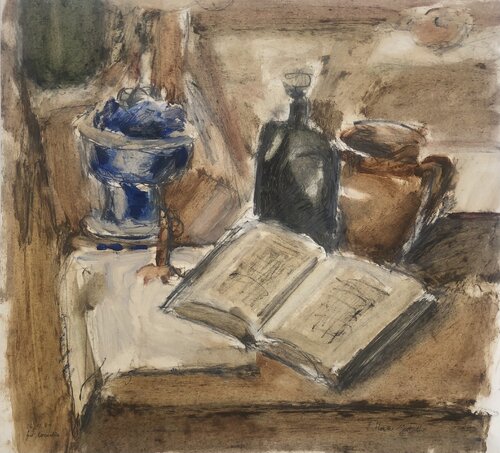 Stillleben mit blauem Gefäss von Hans Müller-Gutscher, Malerei kaufen auf Singulart