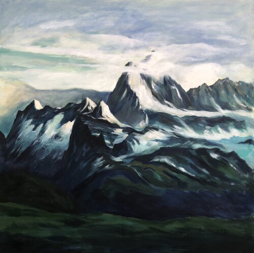 Majestätische Gebirgskette van Hans Müller-Gutscher, Schilderij te koop op Singulart