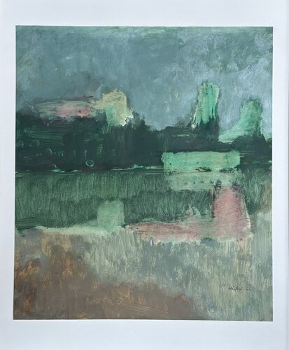 Grüne Landschaft-am Wasser(Öl-Chiffon) par Hans Müller-Gutscher, Peinture en vente sur Singulart