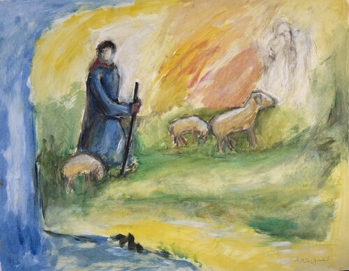 Der gute Hirte van Hans Müller-Gutscher, Schilderij te koop op Singulart
