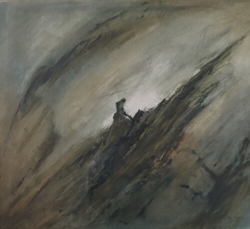Der Ritt ins Licht-Öl-Chiffon van Hans Müller-Gutscher, Schilderij te koop op Singulart