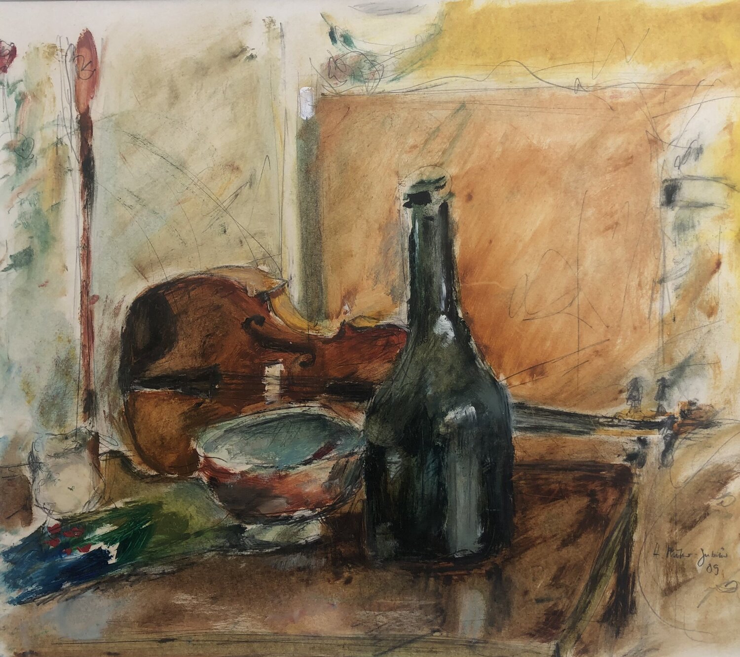 Stillleben mit Geige Hans Müller-Gutscher