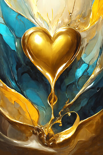 Heart of gold AI_325 van Eugenio Tocchet, Digitaal te koop op Singulart
