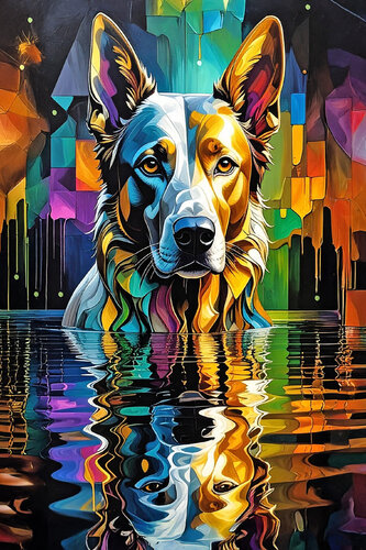 DOG- Aqua Portraits ET1125-71 von Eugenio Tocchet, Druck kaufen auf Singulart