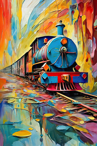 Train in color AI_405 - Iconic Hechoes di Eugenio Tocchet, Stampa in vendita su Singulart
