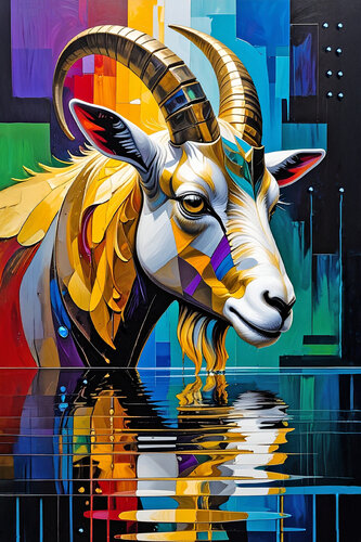 Goat - Aqua Portraits ET1225-16 by Eugenio Tocchet, Print for Sale on Singulart