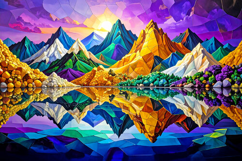 The colorful mountains - ET1125-199 von Eugenio Tocchet, Druck kaufen auf Singulart