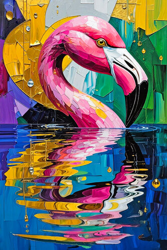 Pink Flamingo - Aqua Portraits ET0126-60 by Eugenio Tocchet, Print for Sale on Singulart