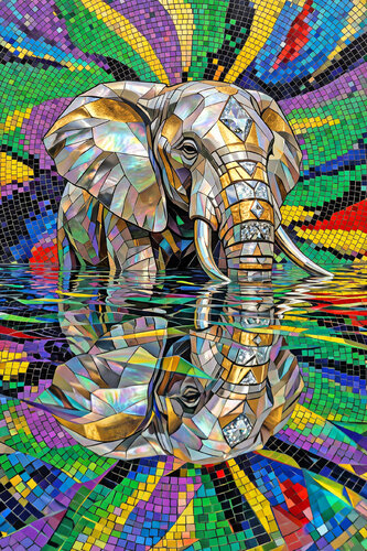 The Elephant - Aqua Portraits ET0226-246 by Eugenio Tocchet, Print for Sale on Singulart