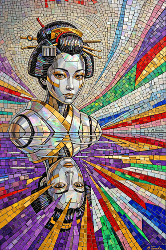 Geisha Reflections / Mosaic Harmony ET0426-51 de Eugenio Tocchet, Digital a la venta en Singulart