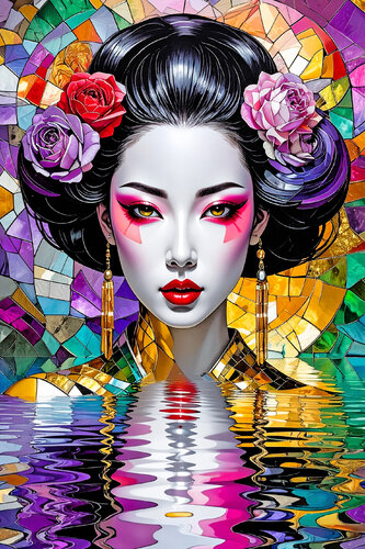 Geisha del Riflesso / Aqua Portrait ET0526-90 by Eugenio Tocchet, Print for Sale on Singulart
