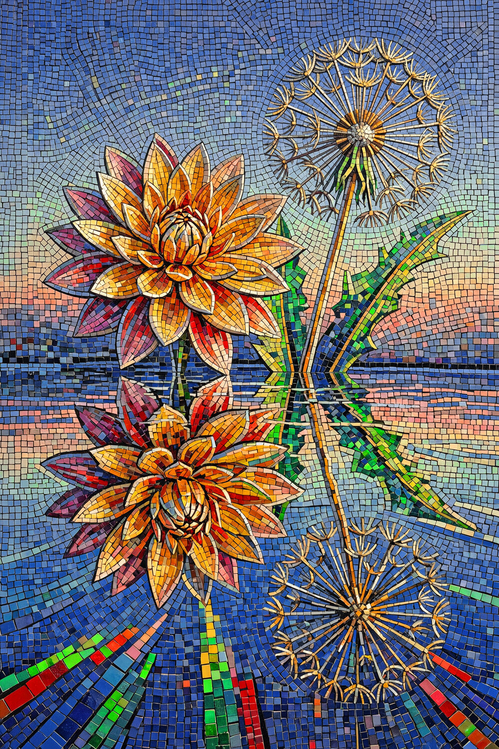 Reflected flowers / Mosaic Harmony ET0426-46 Eugenio Tocchet Digital for sale