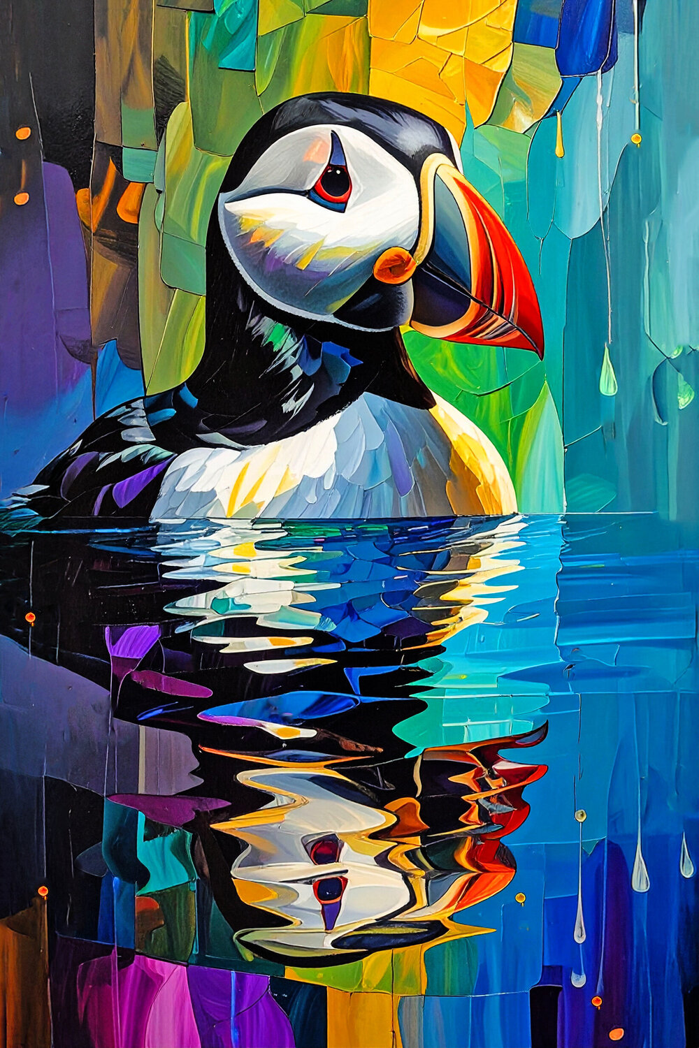 Puffin Reflection – ET1125-70 Eugenio Tocchet Impresión en venta
