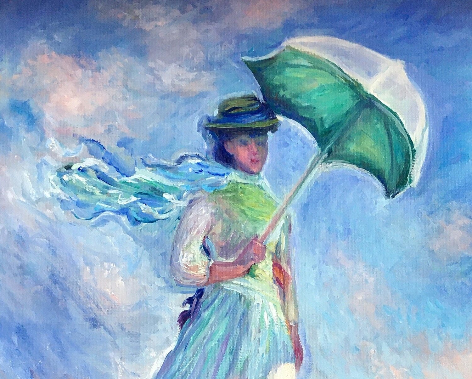 Woman with Umbrella Claude Monet. Oil Reproduction. by Olga