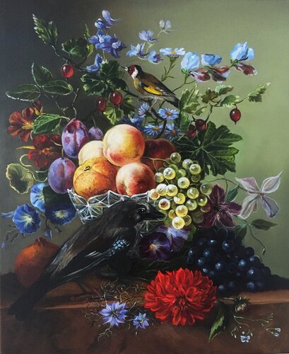 Still life with birds von Olga Begisheva K., Malerei kaufen auf Singulart