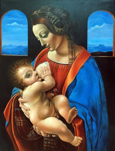 Madonna Litta by Leonardo Da Vinci. Professional Oil Reproduction on Commission. de Olga Begisheva K., Pintura a la venta en Singulart