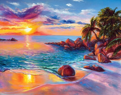 Tropical landscape di Olga Begisheva K., Pittura in vendita su Singulart