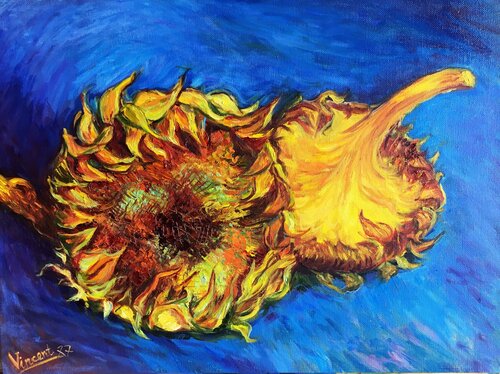 Two sunflowers by Vincent Van Gogh. Oil Reproduction. Olga Begisheva K.
