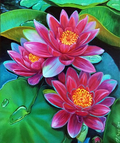 Water lilies by Olga Begisheva K., Painting for Sale on Singulart