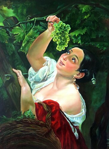 Italian Midday by Karl Bryullov. Oil Reproduction. di Olga Begisheva K., Pittura in vendita su Singulart