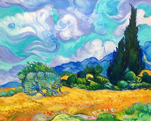 Wheat field with cypresses by V. Van Gogh von Olga Begisheva K., Malerei kaufen auf Singulart
