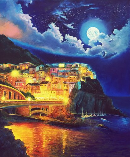 Manarola. Canvas art print von Olga Begisheva K., Malerei kaufen auf Singulart