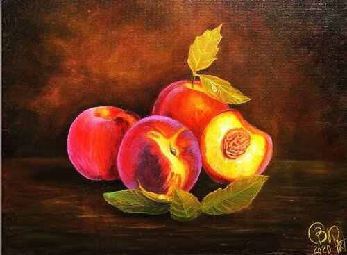 Still life with Peaches von Olga Begisheva K., Malerei kaufen auf Singulart