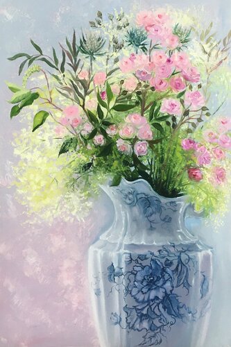 Pink roses by Olga Begisheva K., Painting for Sale on Singulart
