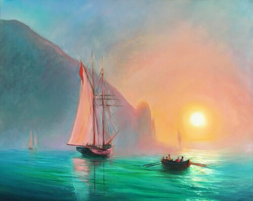 Ayu-Dag on a foggy day by Ivan Aivazovsky van Olga Begisheva K., Schilderij te koop op Singulart