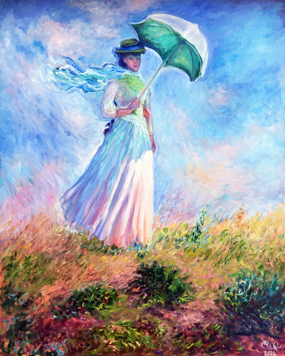 Woman with Umbrella Claude Monet. Oil Reproduction. by Olga