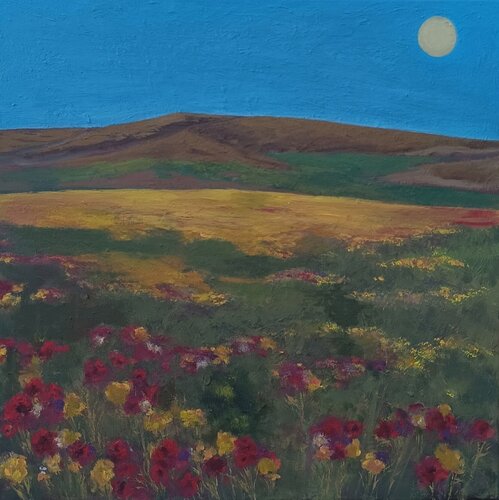 Die Blumenwiese am Abend von Gulschan Rokzad, Malerei kaufen auf Singulart