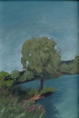 Der Wind wehte den alleinstehenden Baum by Gulschan Rokzad, Painting for Sale on Singulart