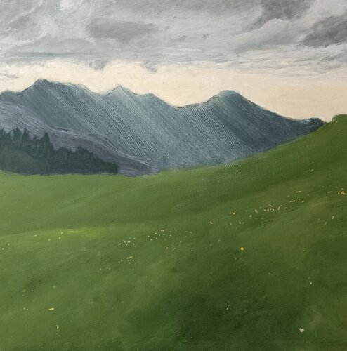 Das Sonnenlicht strahlte über die Berge by Gulschan Rokzad, Painting for Sale on Singulart