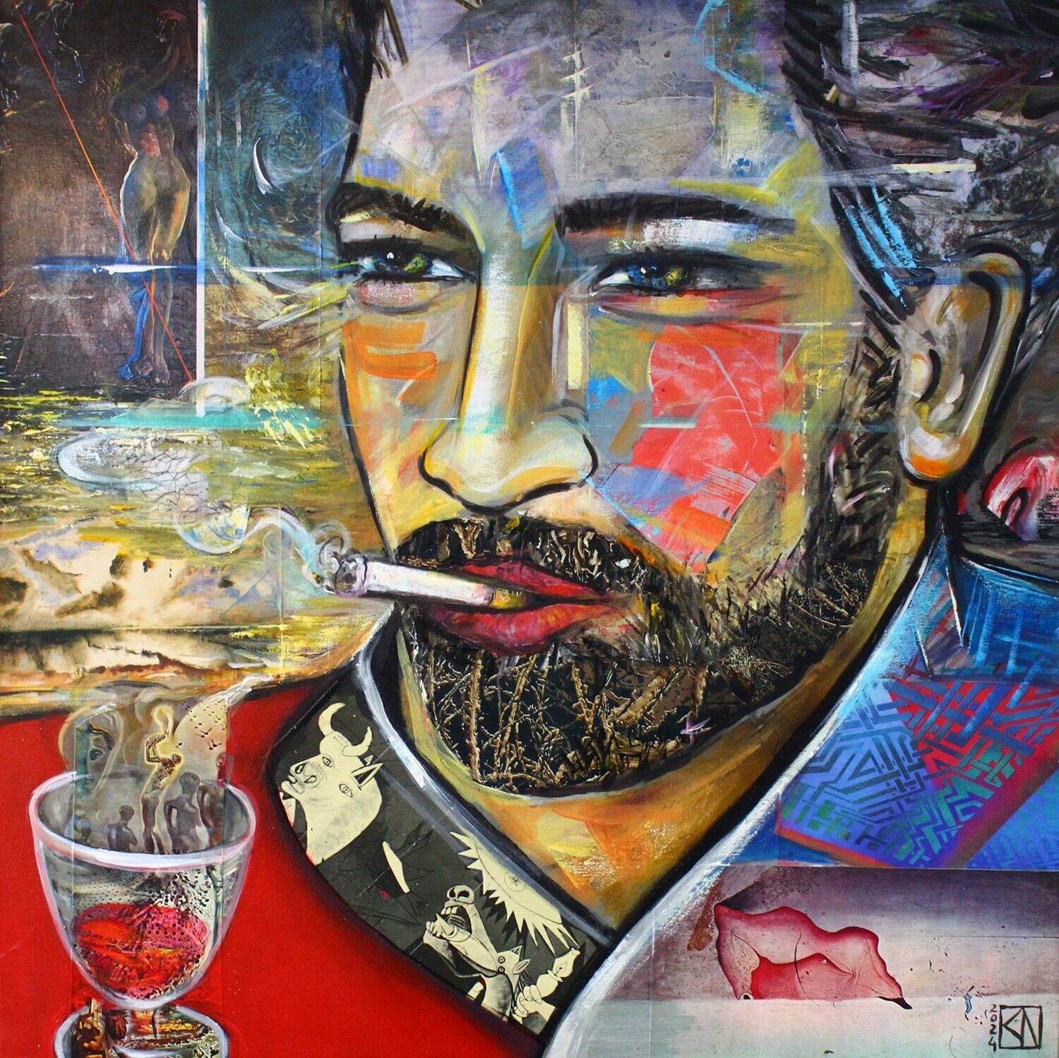 Beyond the Smoke Koroush Namazi Original painting for sale