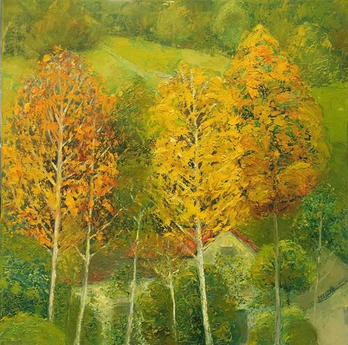 Herbst Dorf von Meizi Wang, Malerei kaufen auf Singulart