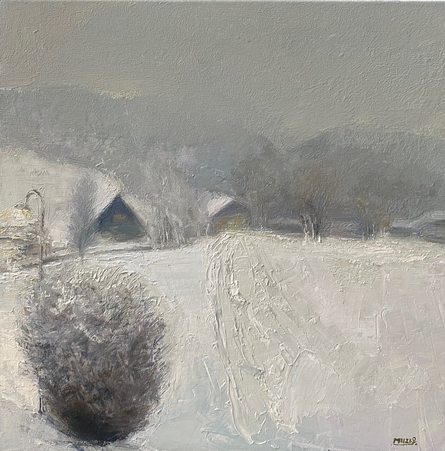Dorf im Schnee Meizi Wang