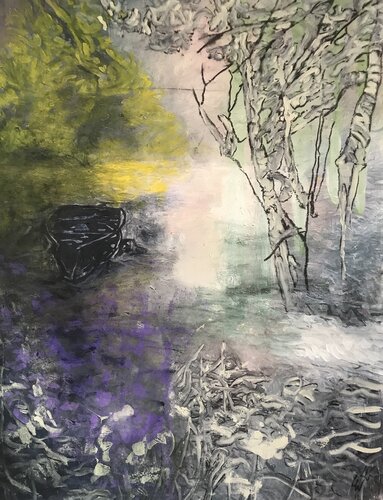 Stiller See mit kahn van Louise Wünsche, Schilderij te koop op Singulart