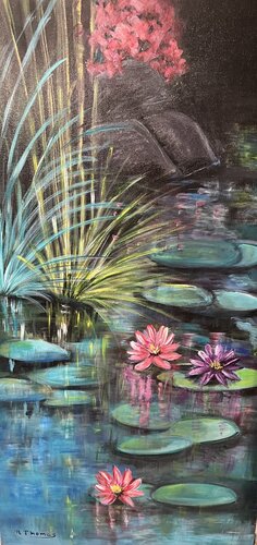 La magie de Giverny et ses nénuphars di Noëlla THOMAS, Pittura in vendita su Singulart