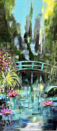 Rêverie sous le pont de Giverny cher à Monet di Noëlla THOMAS, Pittura in vendita su Singulart
