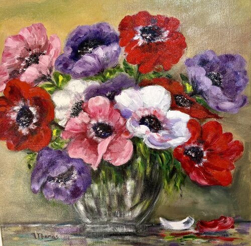Merveilleuses anémones by Noëlla THOMAS, Painting for Sale on Singulart