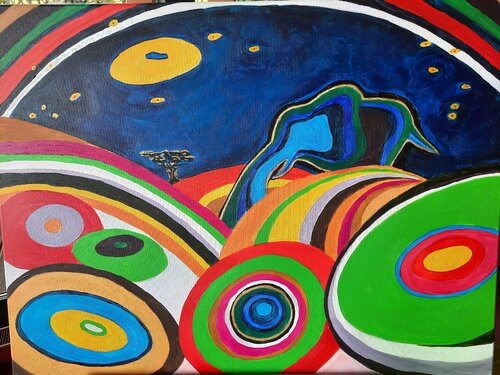 Landschaft mit Elefant by Andrea Philipp-Zankl, Painting for Sale on Singulart