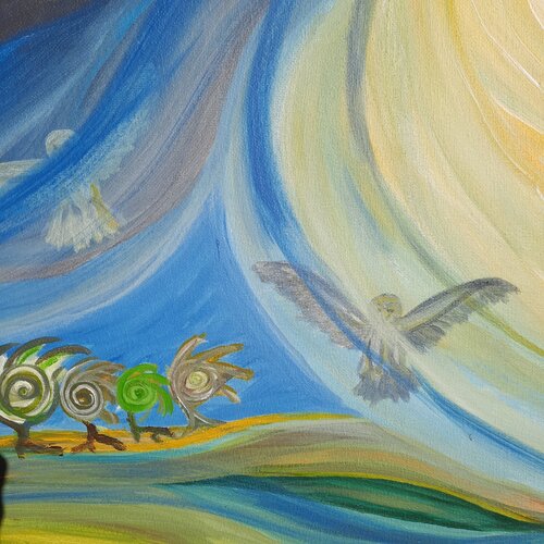 Owls in the night di Andrea Philipp-Zankl, Pittura in vendita su Singulart