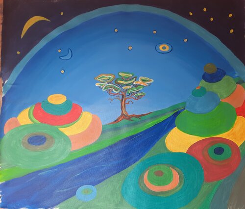 Landschaft mit Akazie und Fluss by Andrea Philipp-Zankl, Painting for Sale on Singulart