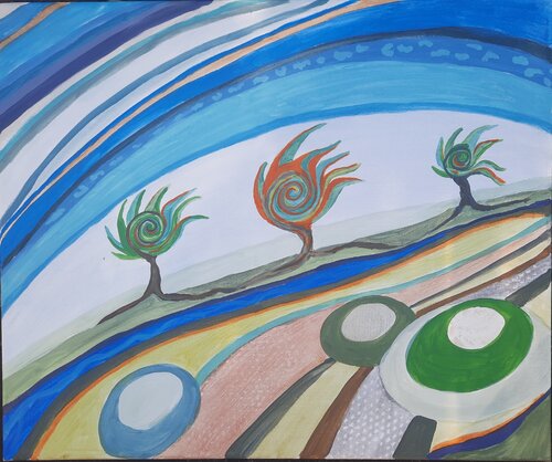 Bäume im Wind van Andrea Philipp-Zankl, Schilderij te koop op Singulart